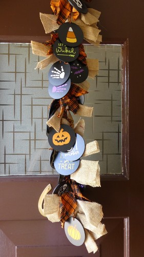 Handmade Halloween Door Decor Circle Disks that Have Been Made w/ Chalk Couture - Picture 6 of 9