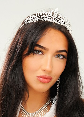 Womens Deluxe Diamante Princess Tiara Fairytale Cinderella Metal Bride Crown - Picture 2 of 5