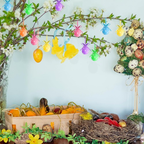 30 Pcs Easter Hanging Eggs- Mini Fabric Wrapped Easter Eggs Hanging Ornaments... - Picture 7 of 7