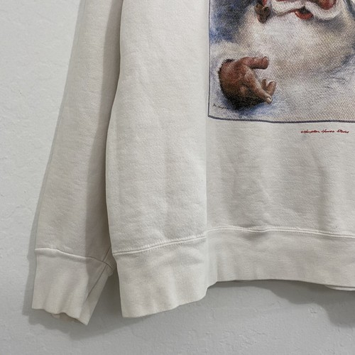 Delta Vintage L White Christmas Santa Graphic Pullover Crewneck Sweater - Picture 10 of 10