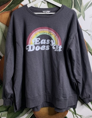 Sudadera Pullover Wildfox Grande Gris Fácil de Hacer Mezcla de Algodón Lados Abertura - Imagen 1 de 5