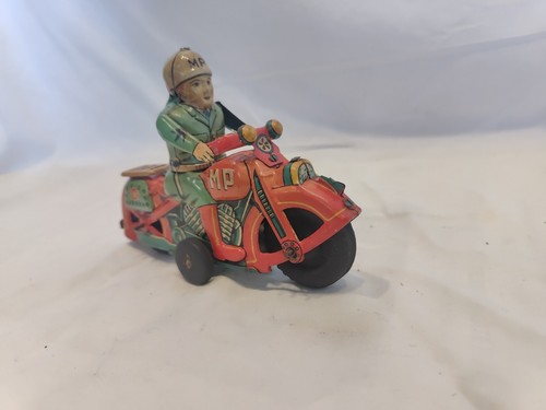 Incredibly Rare Vintage Trademark MP Military Motorcycle Friction Tin Toy Works - Picture 9 of 21