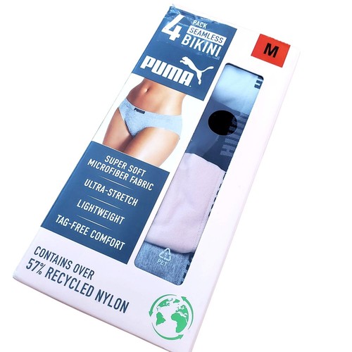 PUMA Med Underwear 4-Pack Seamless Bikini Underpants Medium Coverage Panties - Picture 5 of 13