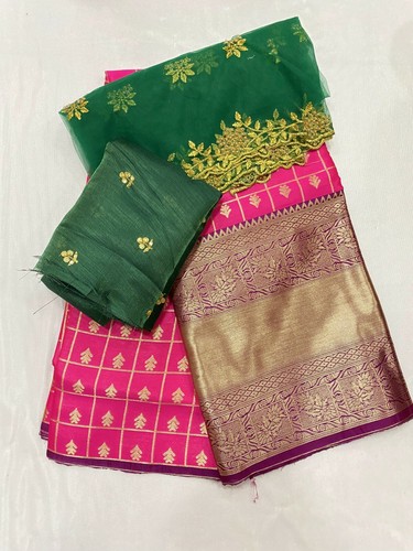 Indian Women Kanjiveram Silk Zari Lehanga Half Saree With Blouse and Duppta - Picture 37 of 68