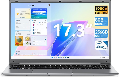 SGIN 17.3 '' Laptops with 4GB RAM 128GB SSD Computer Up to 2.6 GHz Webcam - Picture 2 of 10