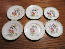 Toy 1940's Child's Small Plates hand painted Duck / Banjo