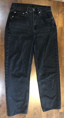 American Eagle Women's Highest Rise 90s Boyfriend Distressed Black Jeans Size 8