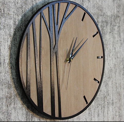 Rustic Natural Wood Wall Clock Light Oak Designer Handmade Antique Polished Gift - Picture 5 of 9