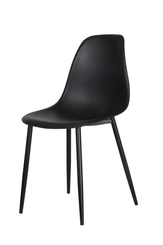 Set of 2 Black Dining Chairs Moulded PU Seat Tapered Metal Legs Kitchen Home New - Picture 2 of 9