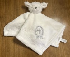 Blankets  Beyond White Teddy Bear Christening Cross Lovey Security Blanket EUC