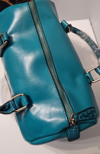 Green & Black Crocodile Print Patchwork Satchel Boston Bowler Crossbody Bag - Picture 5 of 12