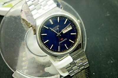 Mens 37mm RICOH FINE RIQUARTZ 9j cal 590 Vintage Quartz SS adj