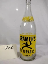 Vintage Glass Soda / Pop Bottle Kramer’s Beverages Mt. Carmel PA Quart (SB2)