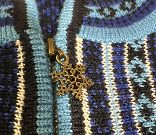 Appleseeds Cardigan Women 2XL Royal Blue Black Fair Isle Wool Nordic Snowflake - Picture 8 of 12