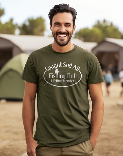 Caught Sod All Funny Fishing Club T-Shirt - Reel in Laughter! Funny t-shirt, Uni - Picture 17 of 90