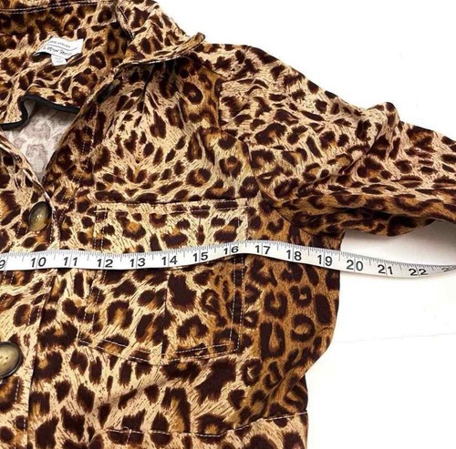 & other stories 100 % Baumwolle braun Leopardenmuster Knopfleiste Kordelzug Jacke Gr. 6 - Bild 9 von 12