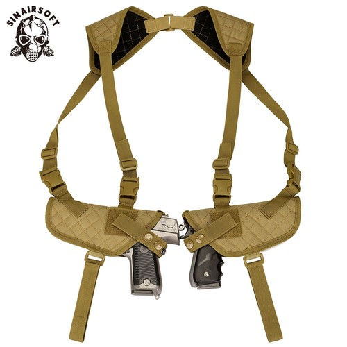 Tactical Universal Double Gun Shoulder Holster Concealed Carry Dual Pistol Pouch - Picture 2 of 13