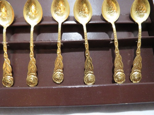 VTG SCANDIA GULD GOLD PLATED SPOON SET NIB - Picture 4 of 8