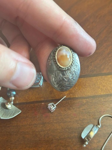 X127 14,39g orecchini singoli argento sterling 925 lotto riparazione rottami danni - Foto 5 di 8