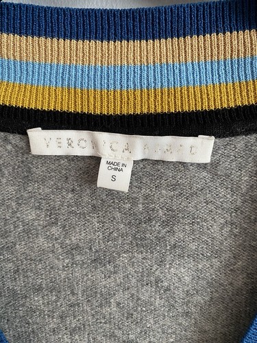 Veronica Beard Jessel Merino Wool Cashmere Tennis Sweater Pullover V-Neck Gray S - Picture 4 of 4