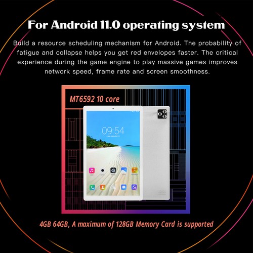 10.1 Inch Tablet Silver 4GB 64GB 1080x1920 IPS Display 10 Core CPU 8000mAh 1 Fit - Picture 4 of 30