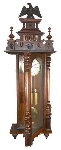 58" Antique 1890 German Gustav Becker Grand Sonnerie Vienna Regulator Wall Clock - Picture 13 of 17