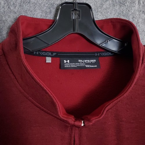 Felpa Under Armour Uomo 3XL Rossa 1/4 Zip Cold Gear Storm Golf Atletica Sciolta - Foto 2 di 18