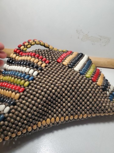 Czech Colorful Wooden Bead Handbag Vintage - Picture 3 of 9