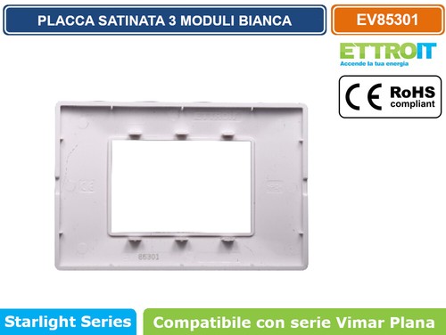 PLACCHE SATINATE 2 3 4 7 MODULI COMPATIBILE CON VIMAR PLANA VARI COLORI ETTROIT - Foto 6 di 46