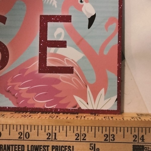Willkommen im Paradies Flamingo hängendes Wandschild tropische Küste Tiki Strand - Bild 3 von 6