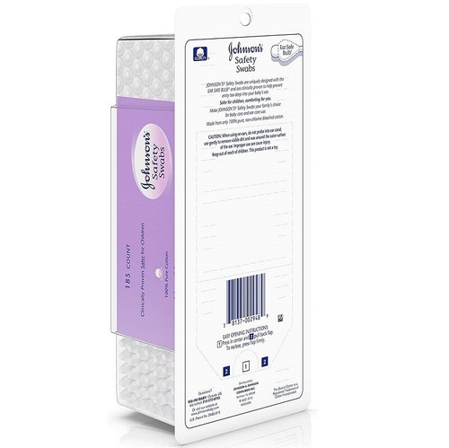 Johnson's Safety Swabs Safer For Children Cotton Ear Swab Cleaning Bud 185 Count - Imagen 3 de 10