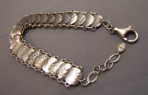 Silpada Sterling Silver "Simply Sequin" Textured Disk Link Bracelet B2829 - Picture 2 of 6