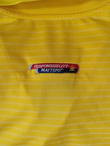 Nike Golf Shirt Uomo XL Giallo Rigato Michelob Ultra Polo Dri-Fit Logo Swoosh - Foto 10 di 13