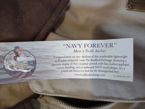 2014 Bradford Exchange "Navy Forever" Twill Jacket Men’s Size Med New with tags. - Picture 4 of 5