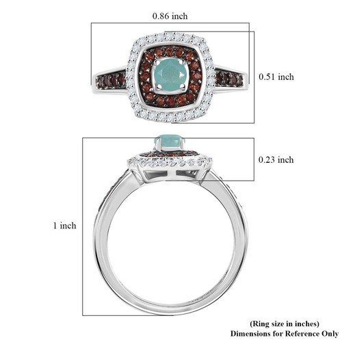 1.00ctw Grandidierite & Zircon Double Halo Ring Rhodium Plated Size 7 - Picture 6 of 6