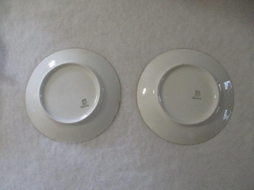 2 Piece Set J&C Bavaria Germany Dessert Plates Gold Edging White Blue Green Red - Picture 2 of 12