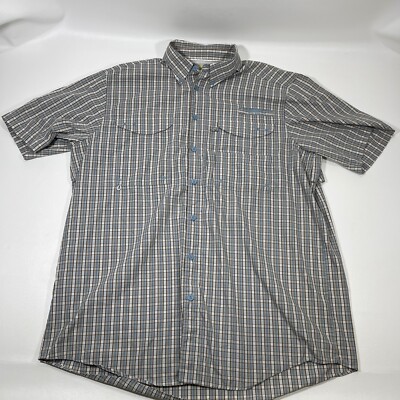 Gander Mountain Shirt Mens XL Tall Blue Plaid Vented Performance Chest Pockets