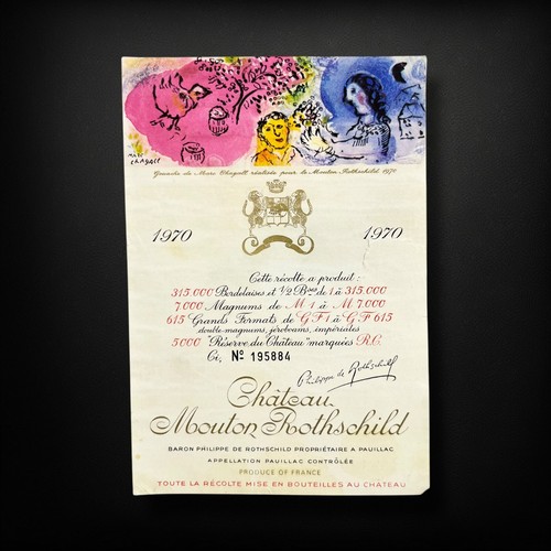 Château Mouton Rothschild 1970 Marc Chagall Original French Wine Label - Picture 4 of 19