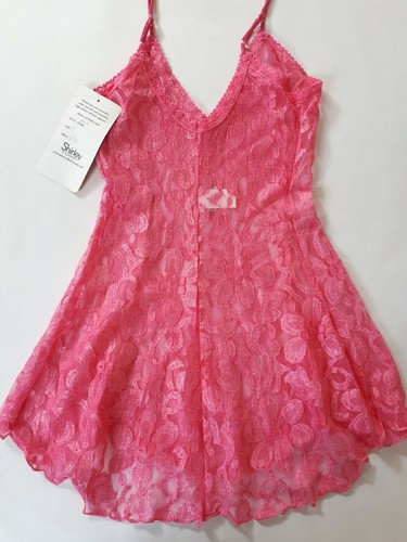 Shirley of Hollywood Sizes S M Sheer Lace Nightdress Pink Slip Nightie - Picture 8 of 11