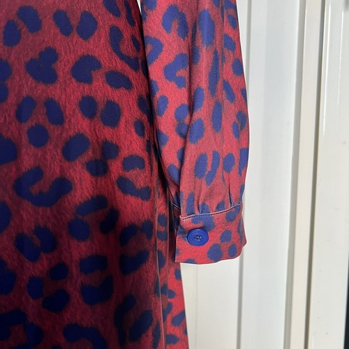 Mossman “Strike Again” Red Blue Leopard Print Assymetrical Wrap Dress AU Sz 10 - Picture 9 of 13