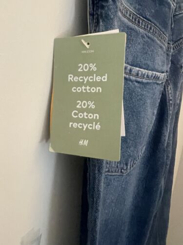 H&M Wide Leg High Waist Full Length Denim Jeans Comfort Stretch Girls Sz 18 NWT - Picture 4 of 4
