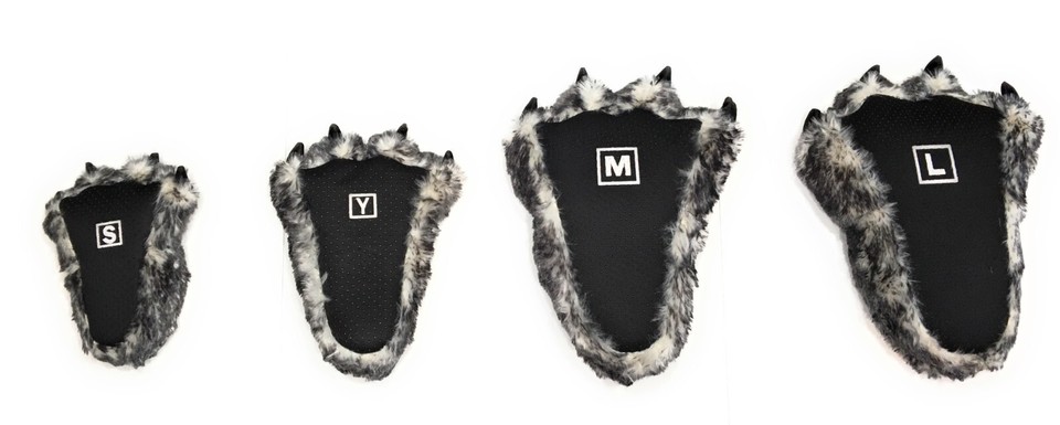 Wild Ones Animal Claw Slippers - Furry Paw Slippers For Kids & Adults (Medium, Green Camo)