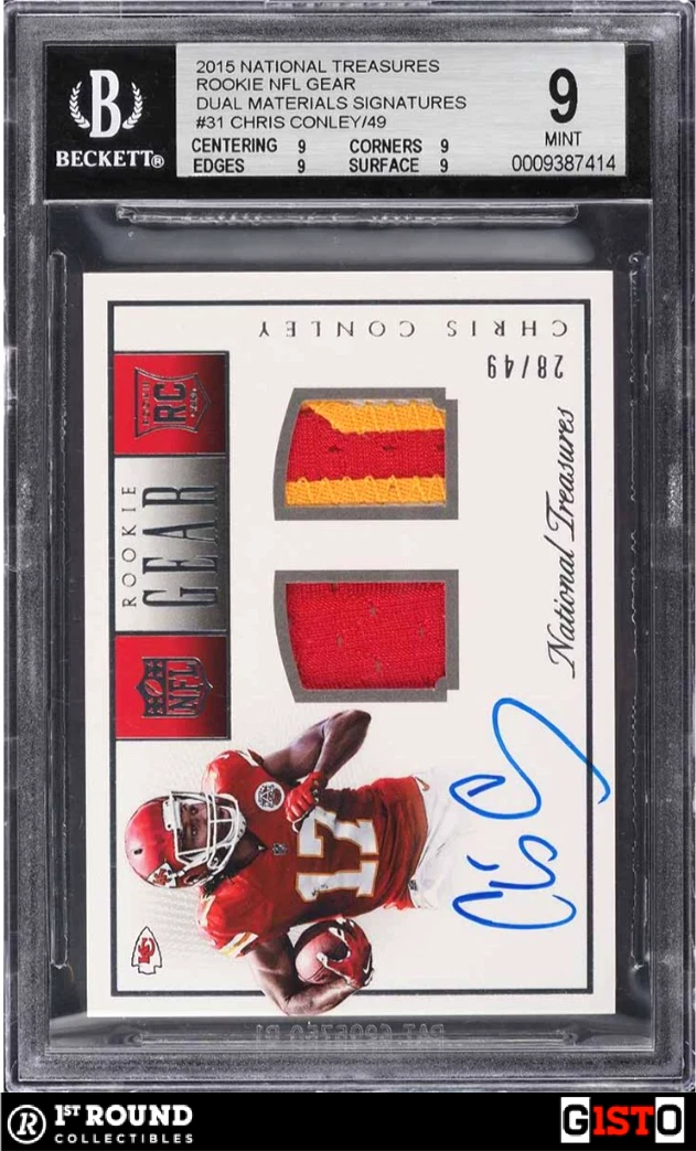 Chris Conley Panini National Treasures Rookie NFL Gear Dual Materials Signatures #CC Base
