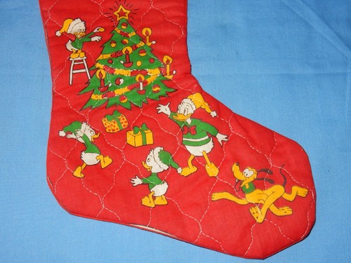 Vintage Handmade Disney Donald Duck Huey Dewey Louie & Pluto Christmas Stocking - Bild 3 von 5