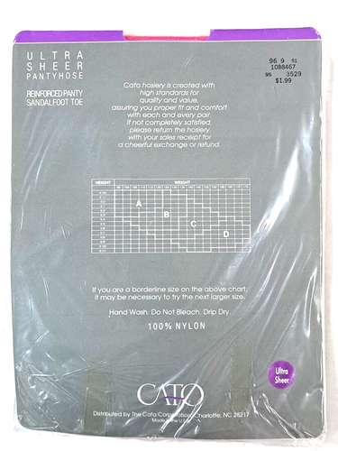 CATO Ultrasheer Pantyhose MAGENTA Size C Sandalfoot Toe New - Picture 3 of 4