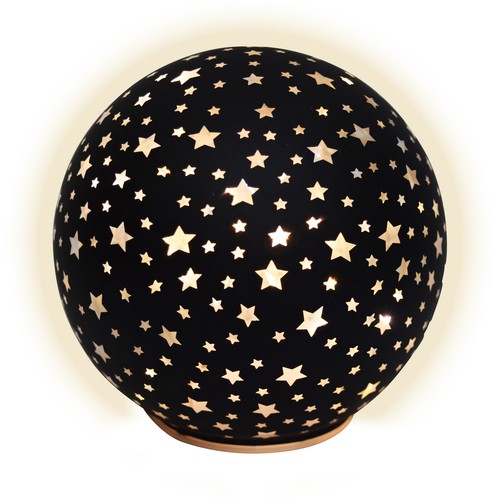 LED Aufsteller Glas Kugel Sterne schwarz - 12cm - Weihnachts Deko warmweiß Timer - Imagen 1 de 4
