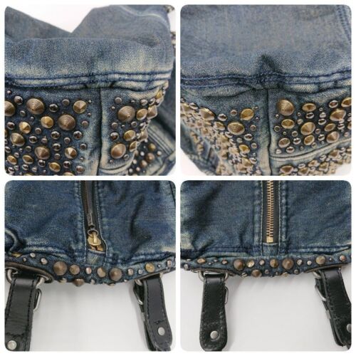 Diesel DIVINA Small Tote Bag Shoulder Bag Denim Studs JAPAN - Picture 7 of 10