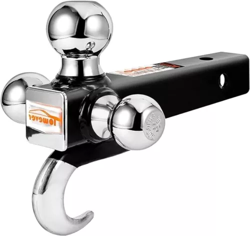 Towever 84180 Trailer Hitch Tri Ball Mount with Hook, 3 Ball Hitch Fit for Towin