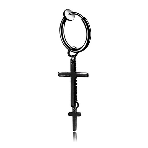 1X Surgical Steel Ear Clip Cuff Star Cross Dangle Fake Earring Hoop Non Piercing - Picture 5 of 26