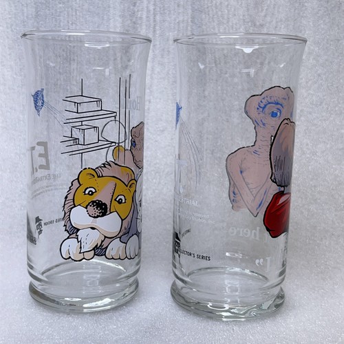 2x 1982 ET The Extra-Terrestrial Drinking Glass Cup Pizza Hut Limited Edition - Picture 4 of 12